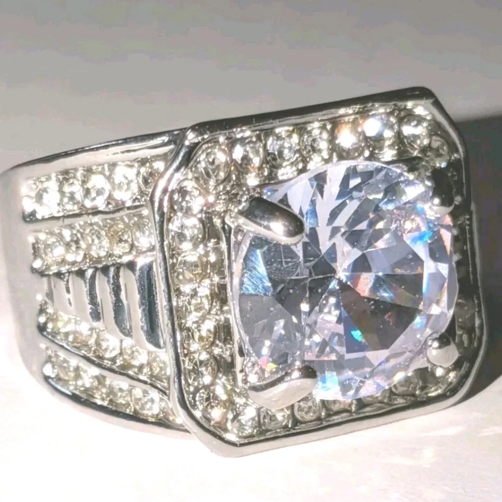 Classic Men's Dazzling 3CT Round Cut Lab Created Diamond  Engagement Ring